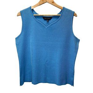 Ming Wang Tank Top Womens Size PL Blue Teal Sleeveless V Neck Top